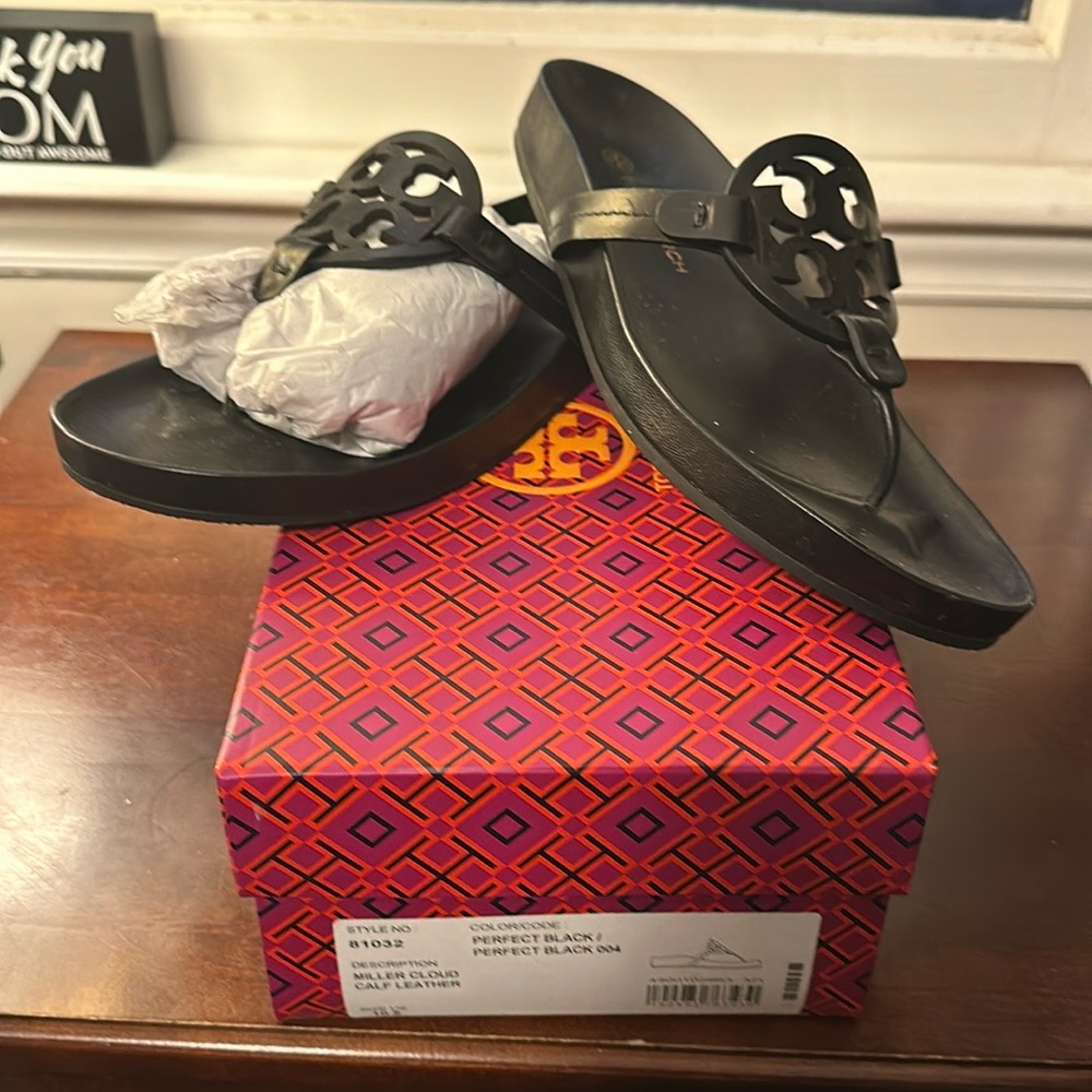 Tory Burch Miller Cloud Calf Leather Black 10.5